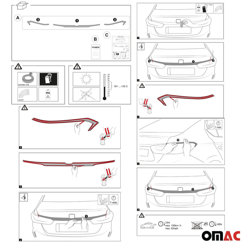 Baguettes de garniture arrière pour Honda City 2021-2024 3Pcs Silver