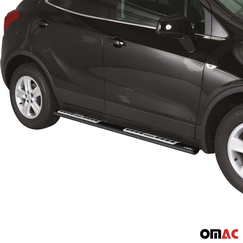 Marchepieds Latéraux pour Opel Mokka 2012-2016 Acier Inoxydable Noir