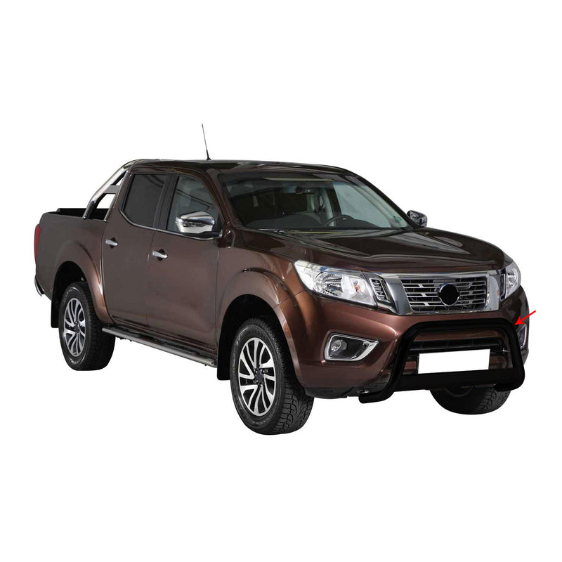 Pare-buffle Avant pour Nissan NP300 Navara 2016-2021 63 mm en Acier Noir