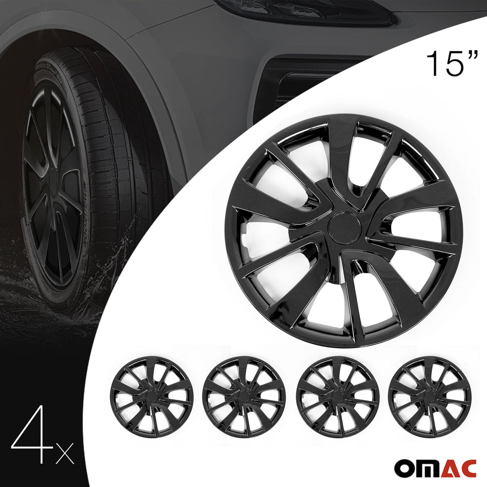 15 Pouces Jeu Enjoliveurs de Roue pour Peugeot 308 4 Piéces Noir