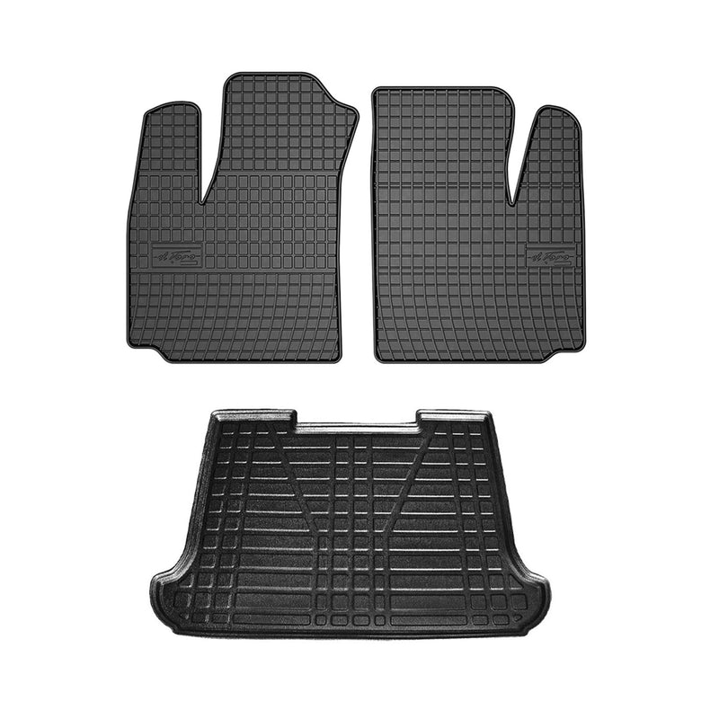 Kit Tapis de sol et coffre pour Fiat Doblo 2000-2010 TPE Noir