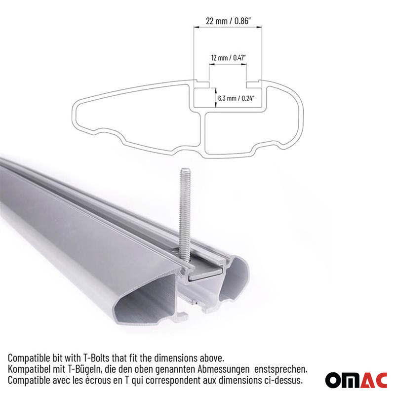 OMAC set de Butées de charge pour barres de toit réglables 4 pcs