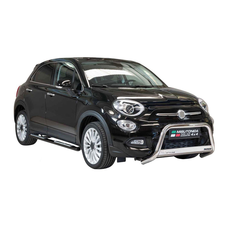 Marchepieds Latéraux pour Fiat 500X 2014-2018 Acier Inoxydable Noir