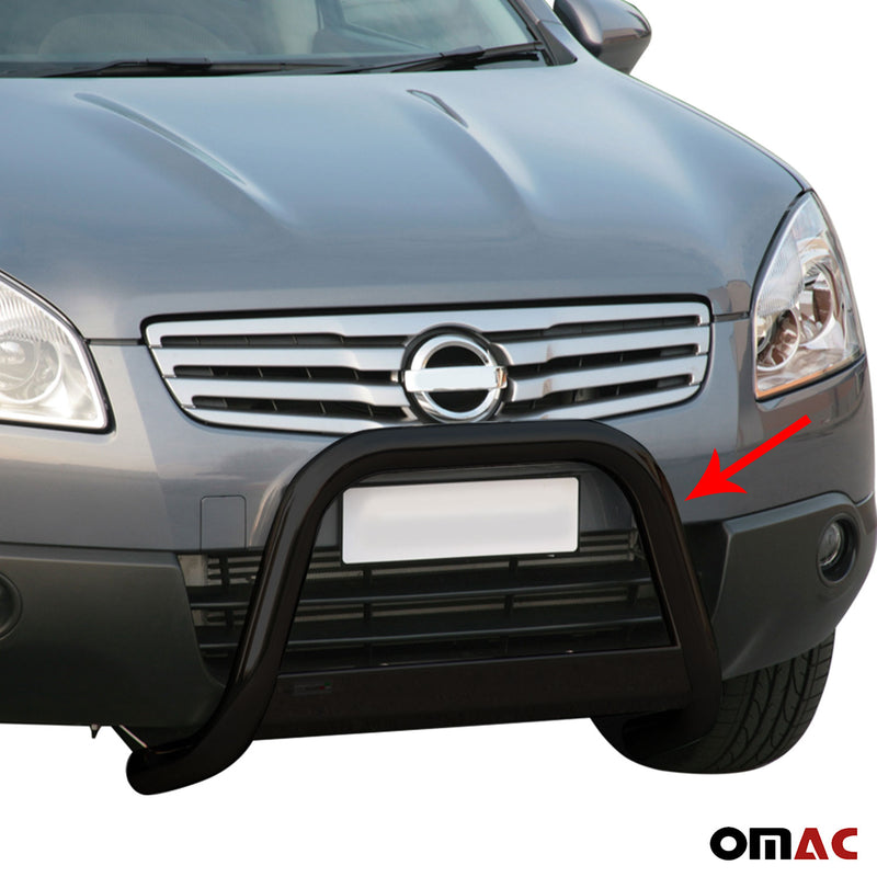 Pare-buffle Avant pour Nissan Qashqai +2 2008-2013 63 mm en Acier Noir