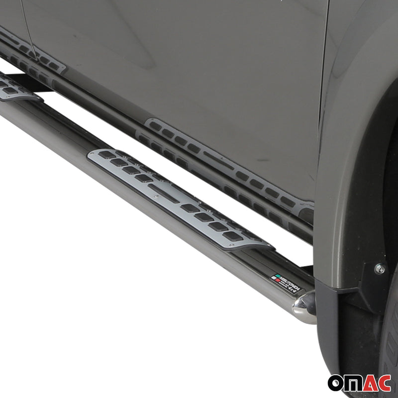 Marchepieds Latéraux pour Mitsubishi L200 Double Cab 2015-2018 Acier Inox Argent