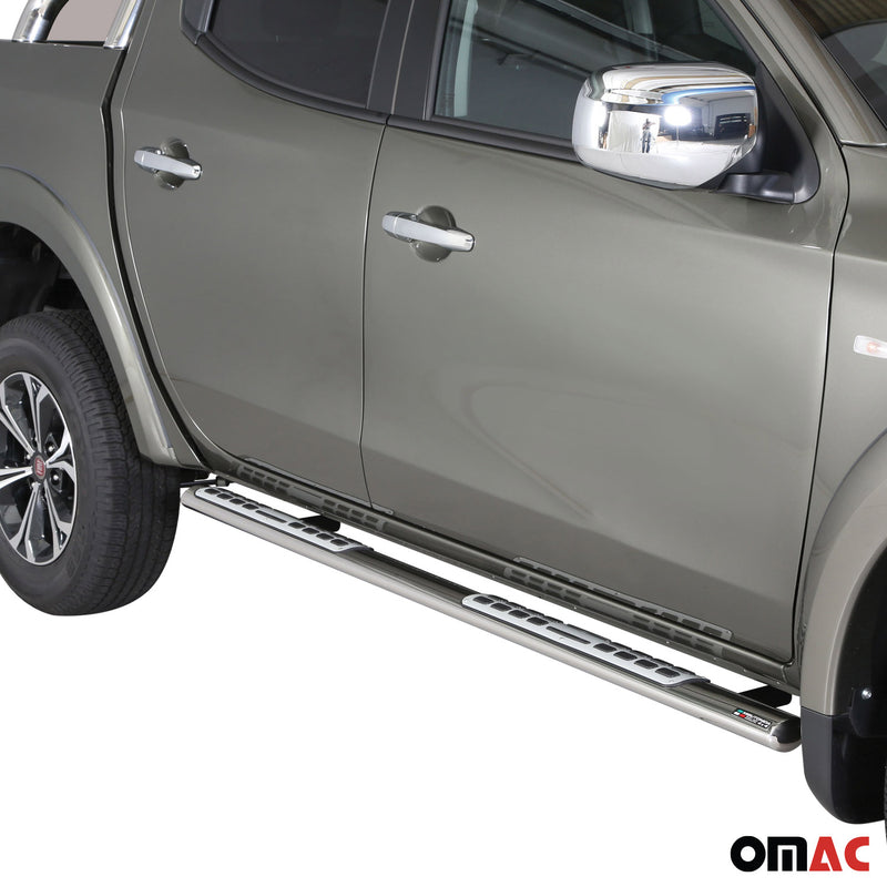 Marchepieds Latéraux pour Fiat Fullback Double Cab 2016-2019 Acier Inoxy Argent