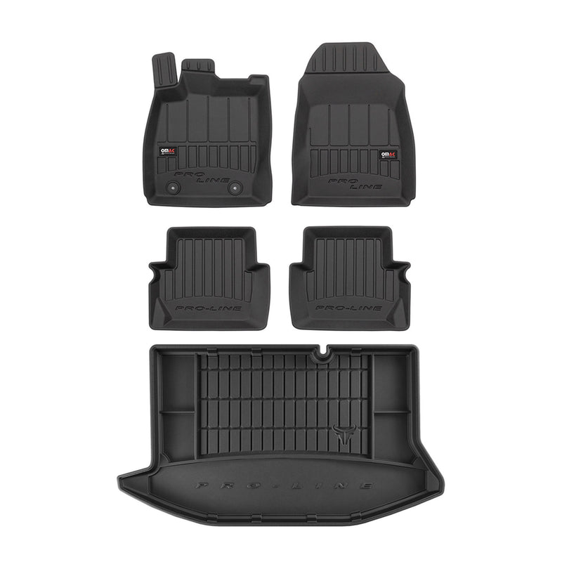 Kit Tapis de Sol et Coffre pour Ford Fiesta 2008-2017 TPE Noir