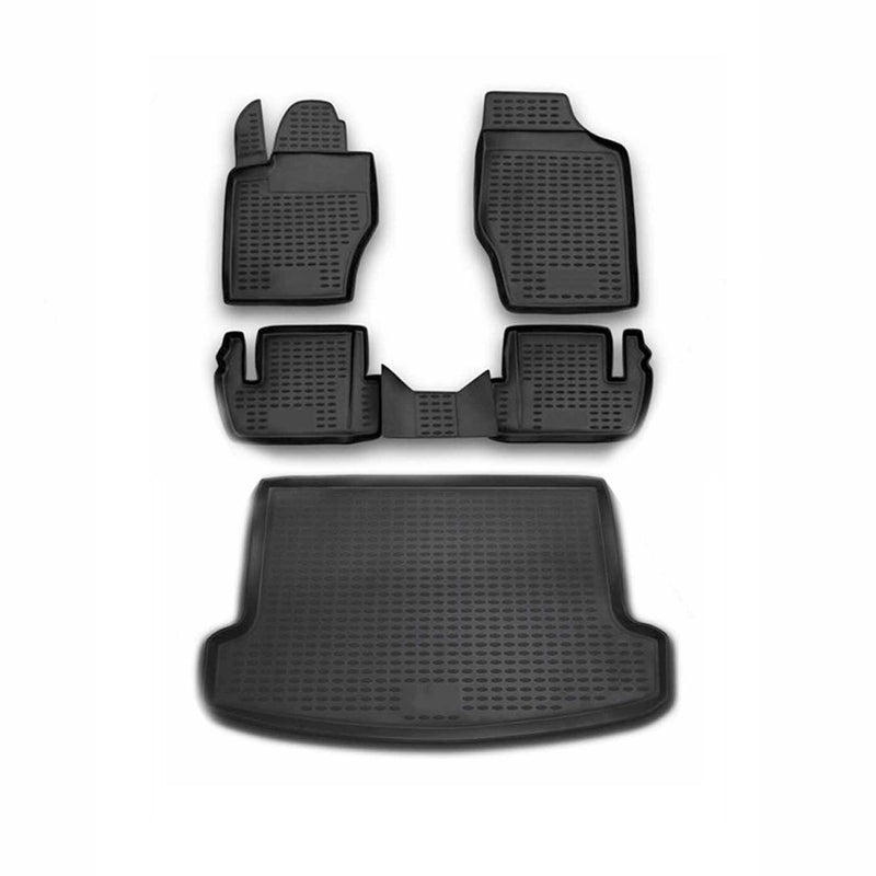 Kit Tapis de sol et coffre pour Peugeot 307 2001-2008 Break en Caoutchouc Noir