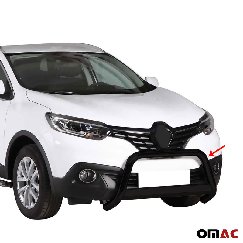 Pare-buffle Avant pour Renault Kadjar 2015-2018 63 mm en Acier Noir