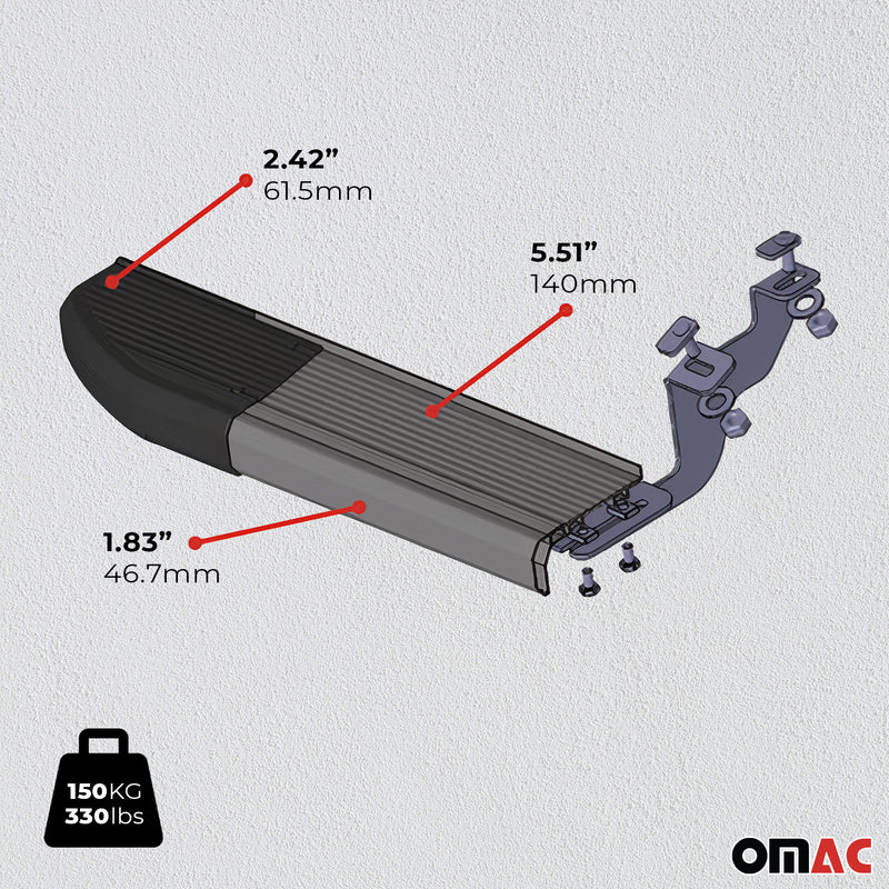 Marchepieds Latéraux pour Nissan Qashqai J10 2006-2014 Alu 2x Noir