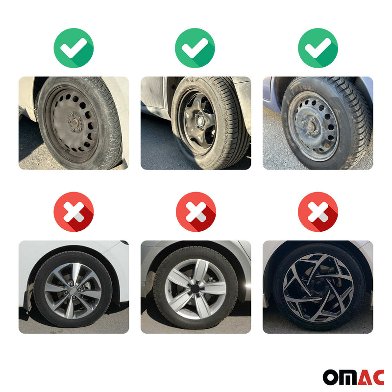 Jeu Enjoliveurs de Roue pour Peugeot 308 16 Pouces 4 Piéces Noir