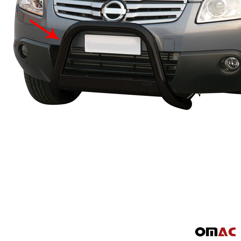 Pare-buffle Avant pour Nissan Qashqai +2 2008-2013 63 mm en Acier Noir