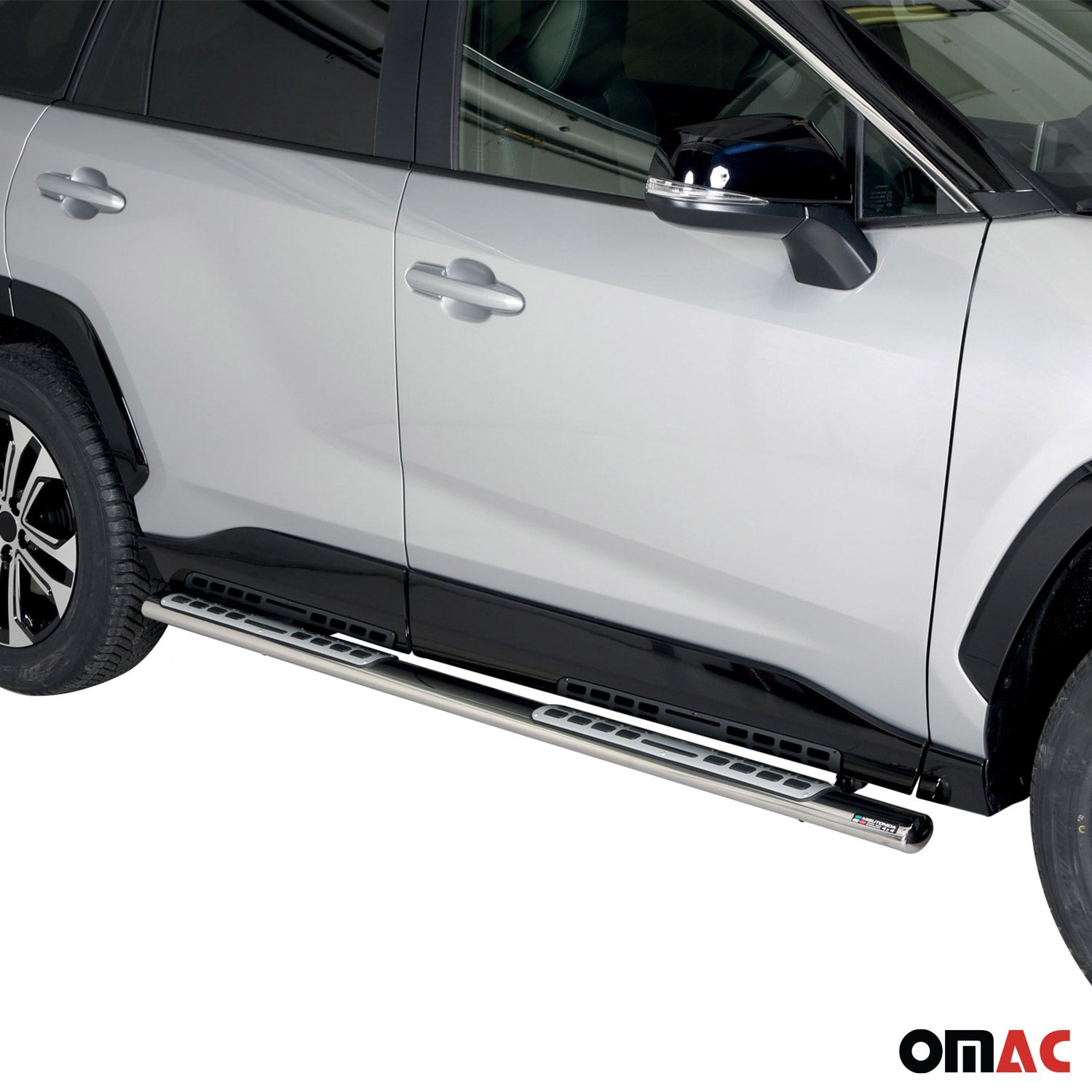 Marchepieds Latéraux pour Toyota RAV4 Hybride 2019-2025 Acier Inox Argent