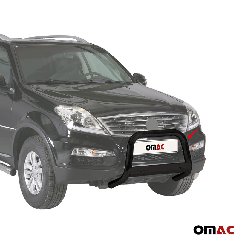 Pare-buffle Avant pour SsangYong Rexton W 2013-2017 63 mm en Acier Noir