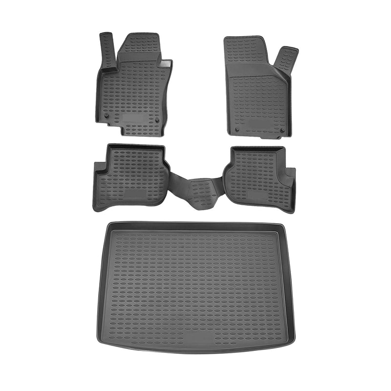 Kit Tapis de sol et coffre pour VW Golf Plus 2004-2014 en Caoutchouc TPE Noir