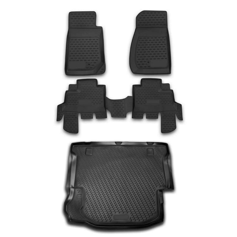 Kit Tapis de sol et coffre pour Jeep Wrangler 2007-2017 en Caoutchouc TPE Noir