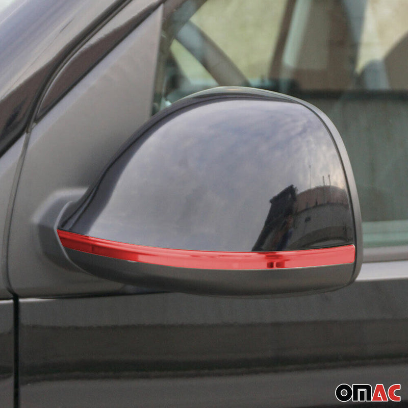 Garnitures de Coques de Rétroviseurs pour VW T5 2009-15 Inox Chromé Rouge