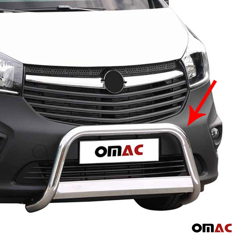 Pare-buffle Avant pour Opel Vivaro 2014-2018 63 mm en Acier Gris