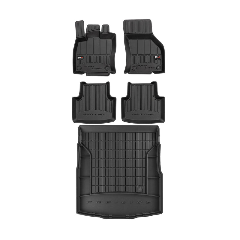 Kit Tapis de Sol et Coffre pour VW Passat B8 2014-2019 TPE Noir