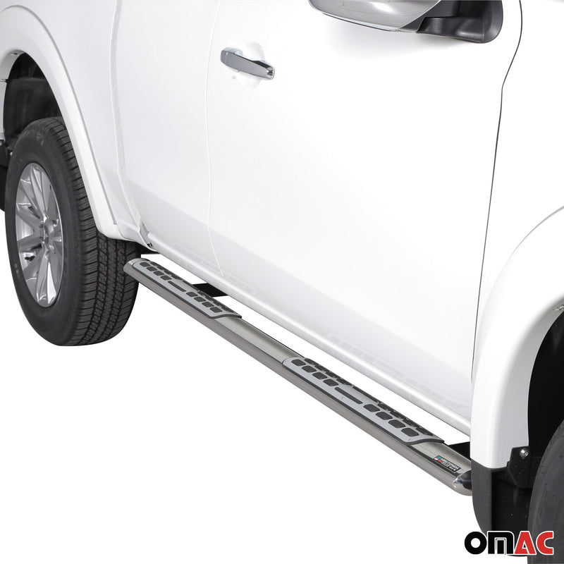 Marchepieds Latéraux pour Mitsubishi L200 Club Cab 2015-2024 Acier Inox Argent