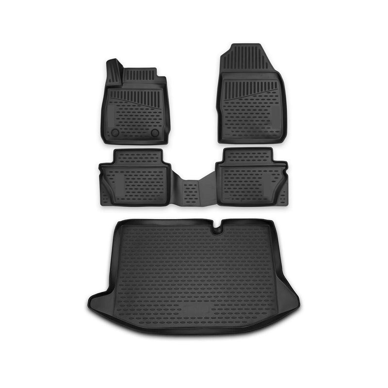 Kit Tapis de sol et coffre pour Ford Fiesta 2011-2015 en Caoutchouc TPE Noir