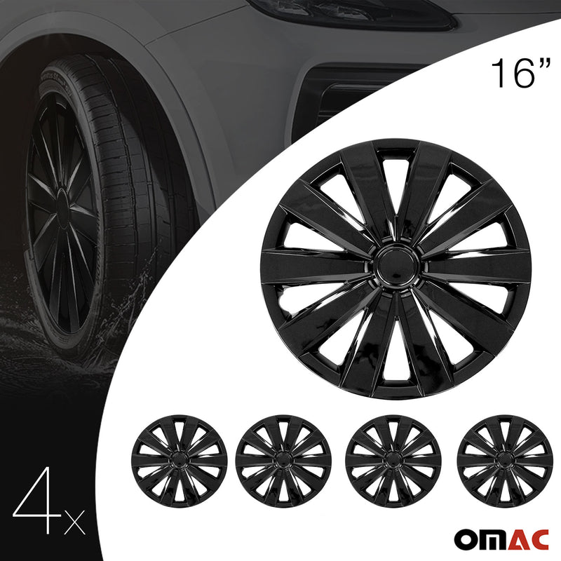 Jeu Enjoliveurs de Roue pour Peugeot 308 16 Pouces 4 Piéces Noir