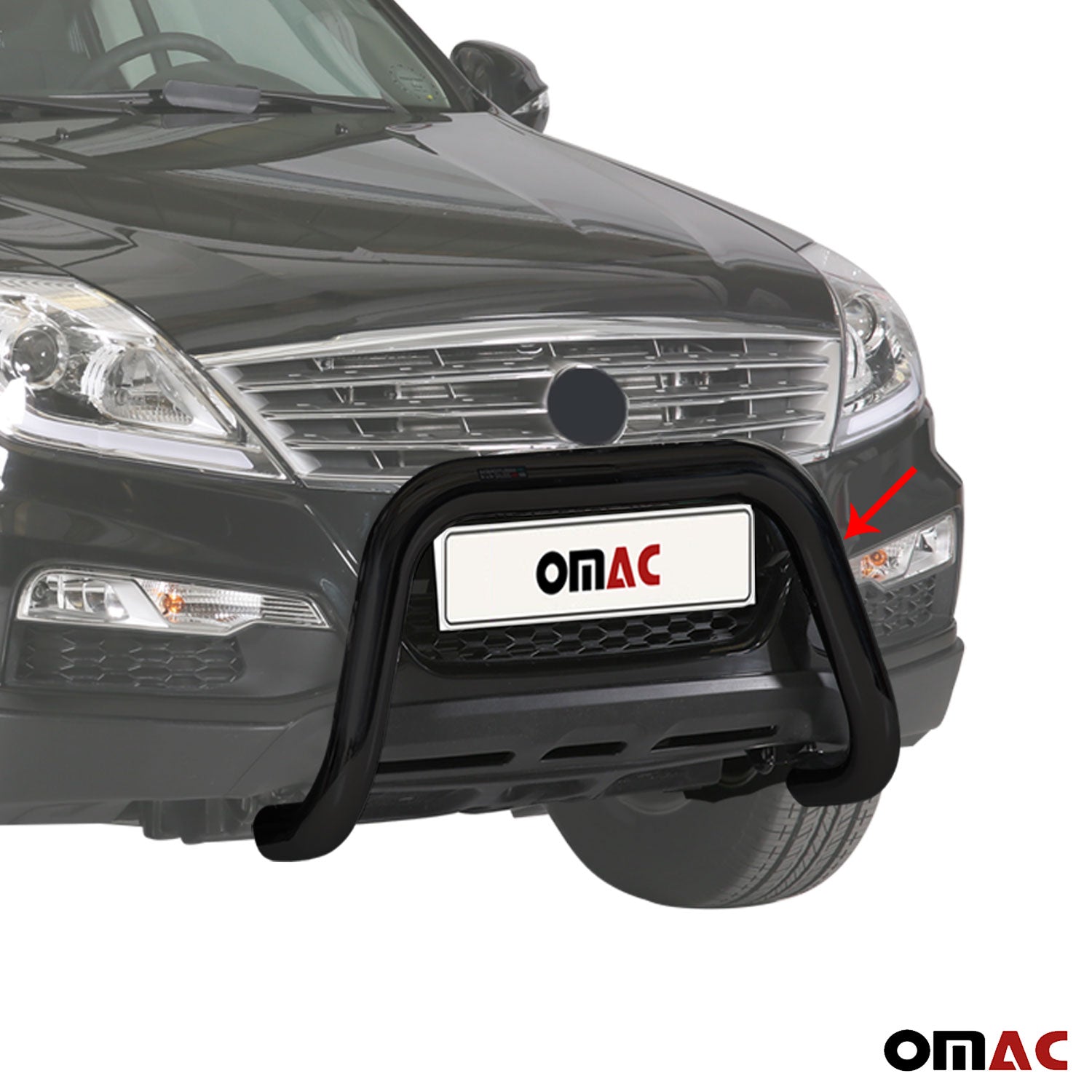 Pare-buffle Avant pour SsangYong Rexton W 2013-2017 76 mm en Acier Noir