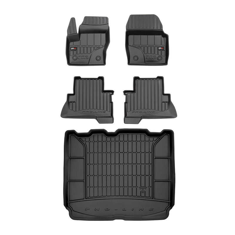 Kit Tapis de Sol et Coffre pour Ford Kuga 2013-2019 TPE Noir