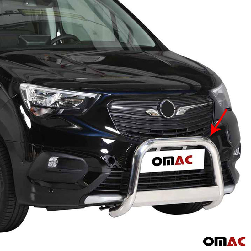 Pare-buffle Avant pour Opel Combo 2018-2024 63 mm en Acier Gris