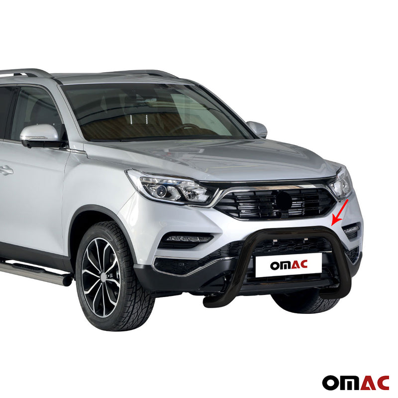 Pare-buffle Avant pour SsangYong Musso 2018-2024 76 mm en Acier Noir