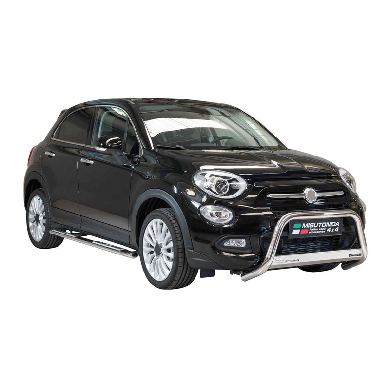 Marchepieds Latéraux pour Fiat 500X 2014-2018 Acier Inoxy Argent