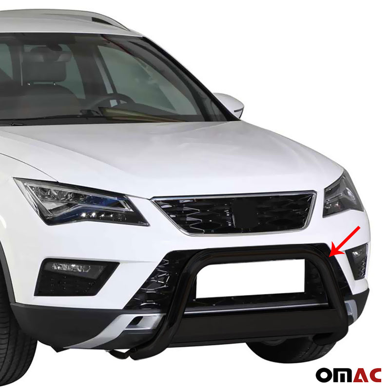 Pare-buffle Avant pour Seat Ateca 2016-2020 63 mm en Acier Noir