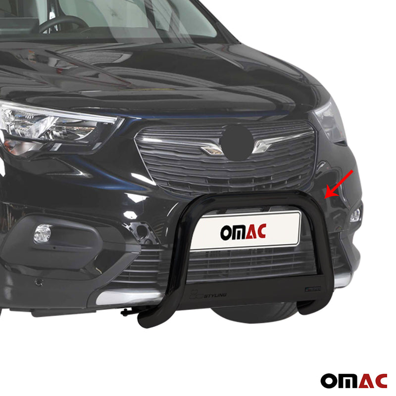 Pare-buffle Avant pour Opel Combo 2018-2024 63 mm en Acier Noir