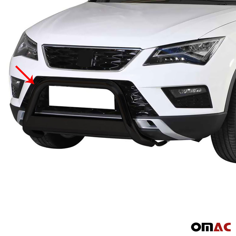 Pare-buffle Avant pour Seat Ateca 2016-2020 63 mm en Acier Noir