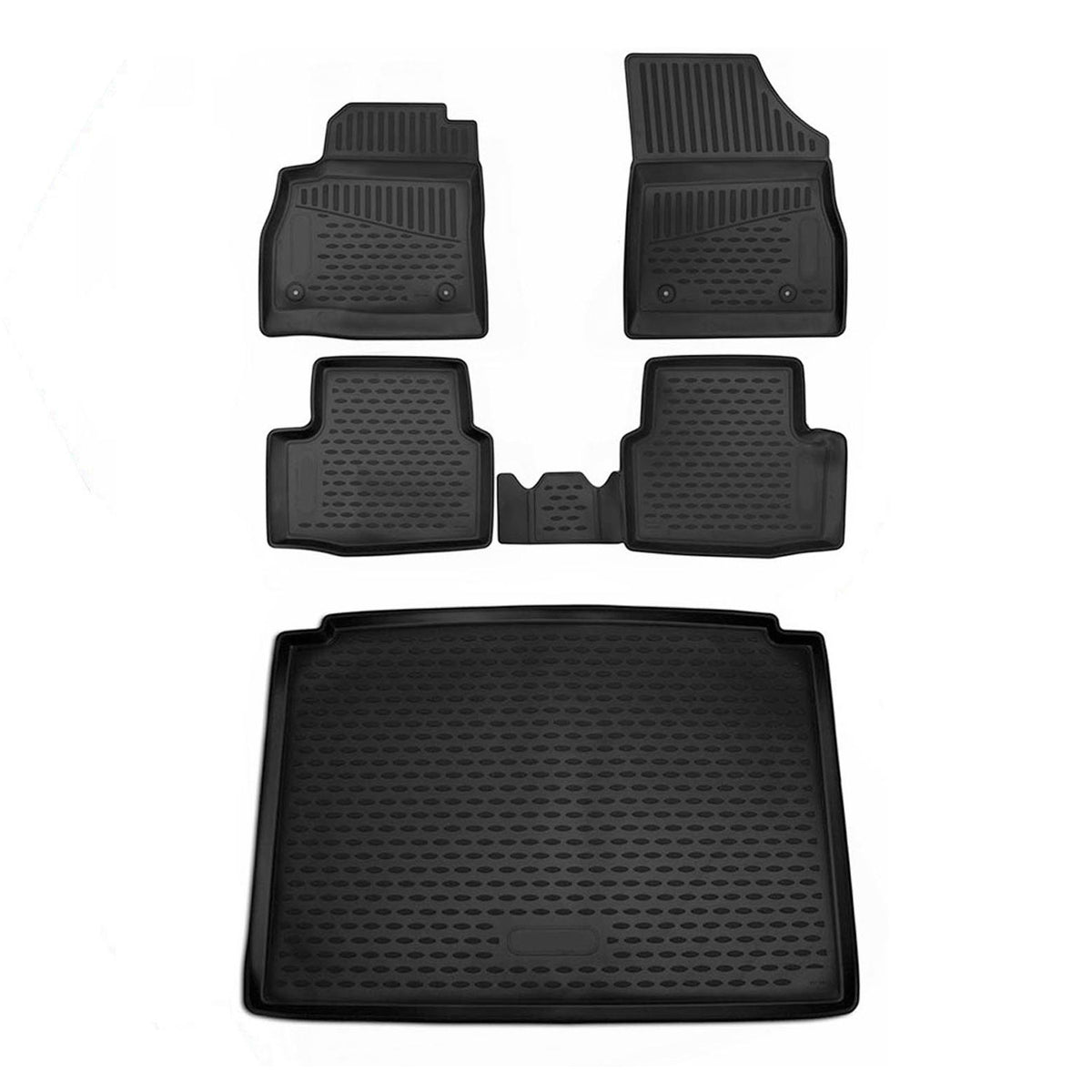 Kit Tapis de sol et coffre pour Opel Astra K 2015-2021 HB en Caoutchouc TPE Noir