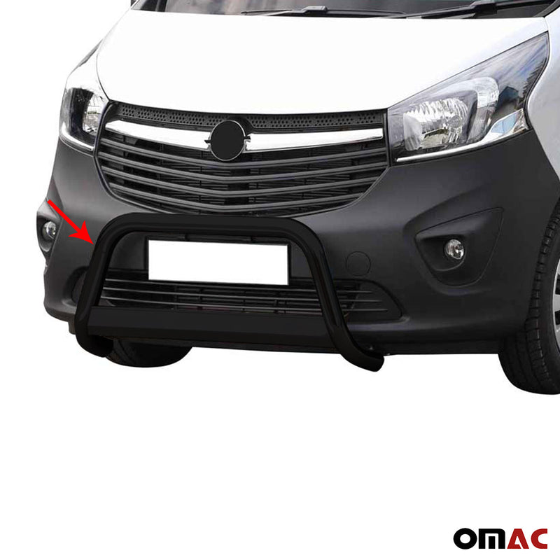 Pare-buffle Avant pour Opel Vivaro 2014-2018 63 mm en Acier Noir