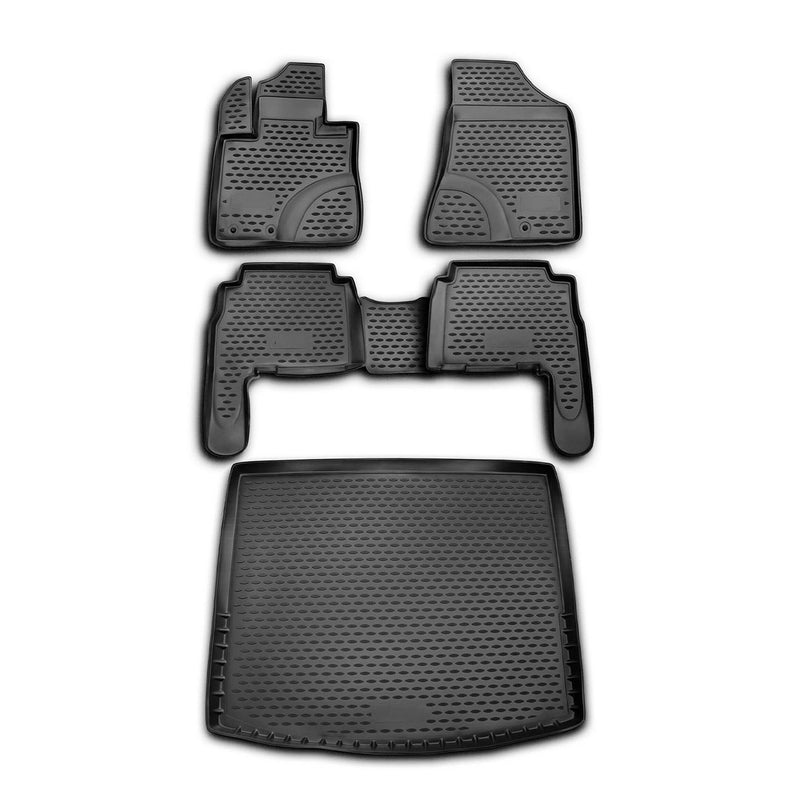 Kit Tapis de sol et coffre pour Kia Sorento 2009-2014 en Caoutchouc TPE Noir