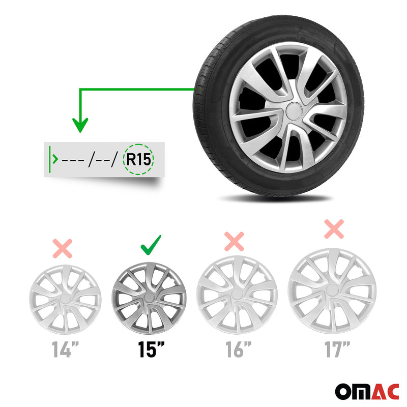 Jeu Enjoliveurs de Roue pour Renault Megane 4Piéces 15 Pouces Gris
