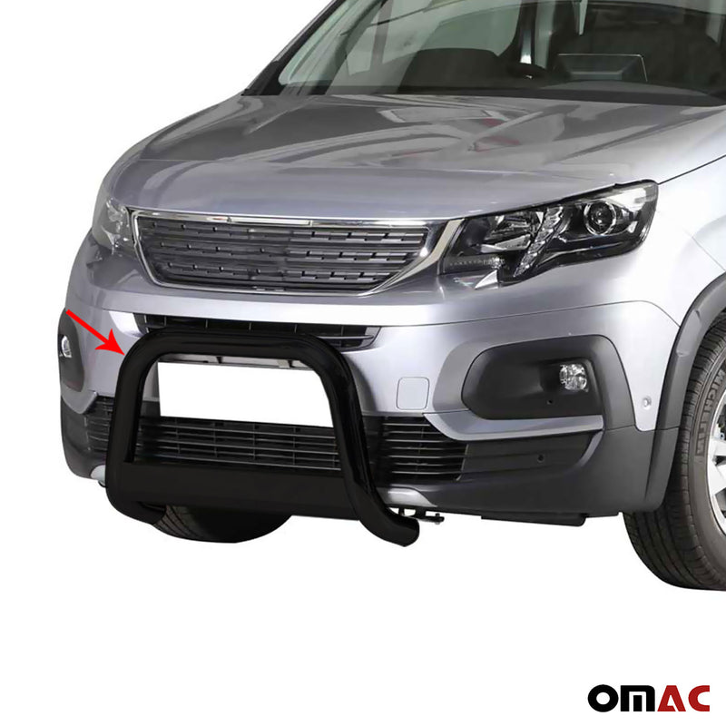 Pare-buffle Avant pour Peugeot Rifter 2018-2021 63 mm en Acier Noir