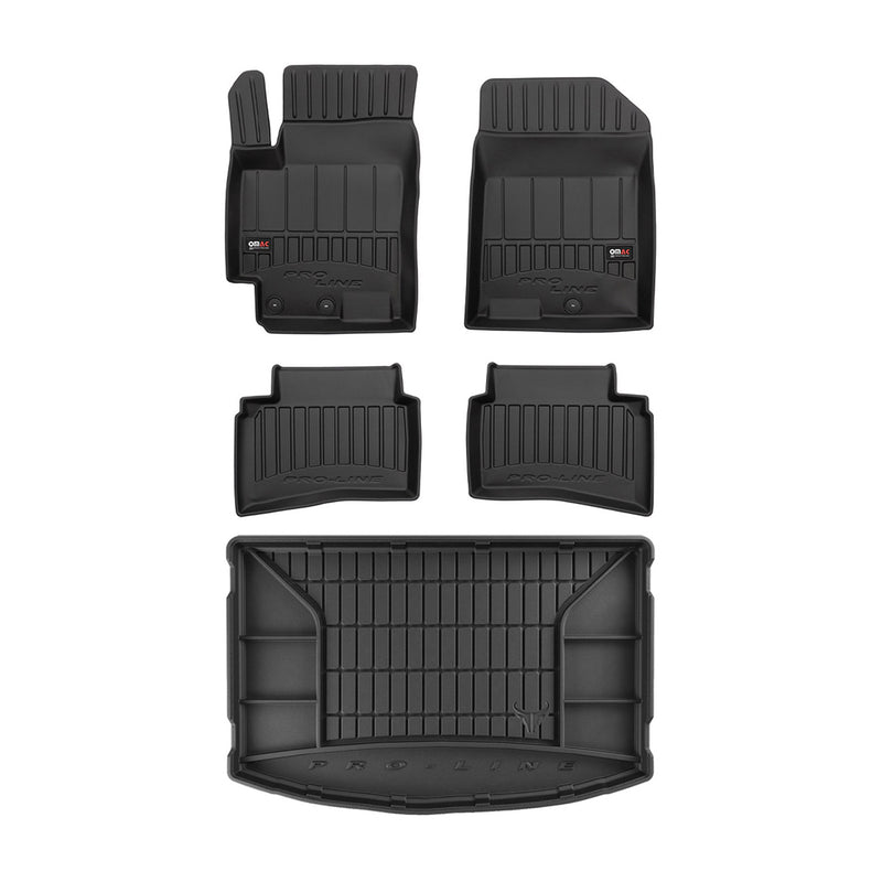 Kit Tapis de Sol et Coffre pour Kia Rio 2017-2020 TPE Noir